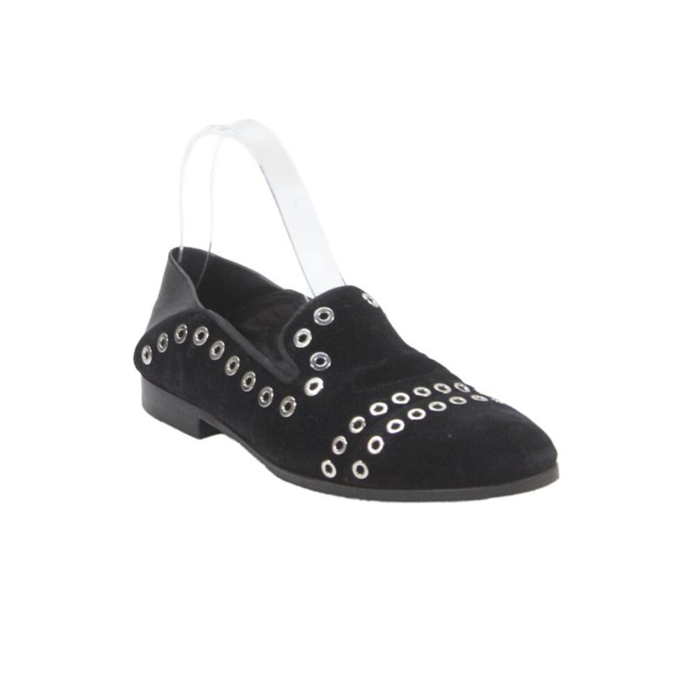 Alexander McQueen Womens Grommet Velvet Flat Loafers Shoes Black Size 7